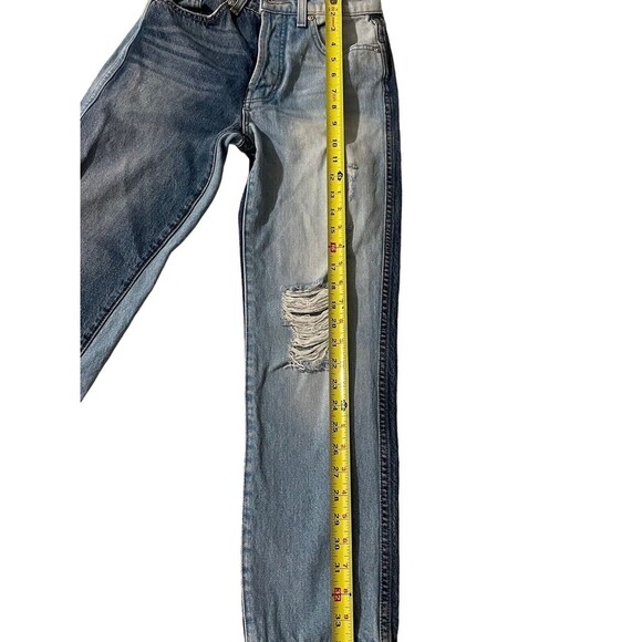 Revice High Rise Straight Leg Distressed Butt Rip Denim Jeans size 25 Light Wash - Picture 9 of 12
